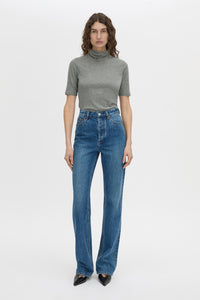 Front-styled view CAMILLA AND MARC Manuela denim jean in dark classic blue.