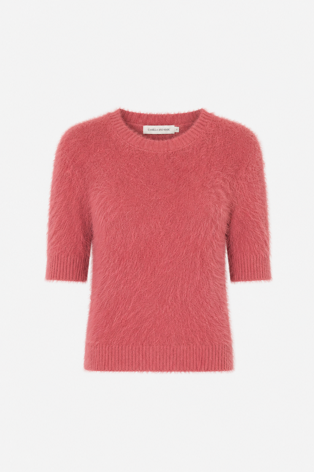 Ghost view CAMILLA AND MARC Maxime slim fit knit t-shirt in blush pink.