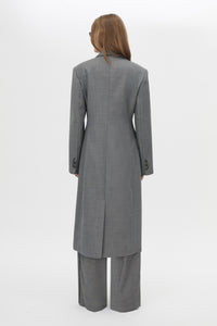 Back view CAMILLA AND MARC Meyer Double Breasted Coat in Charcoal Grey crafted from 100% Australian wool.