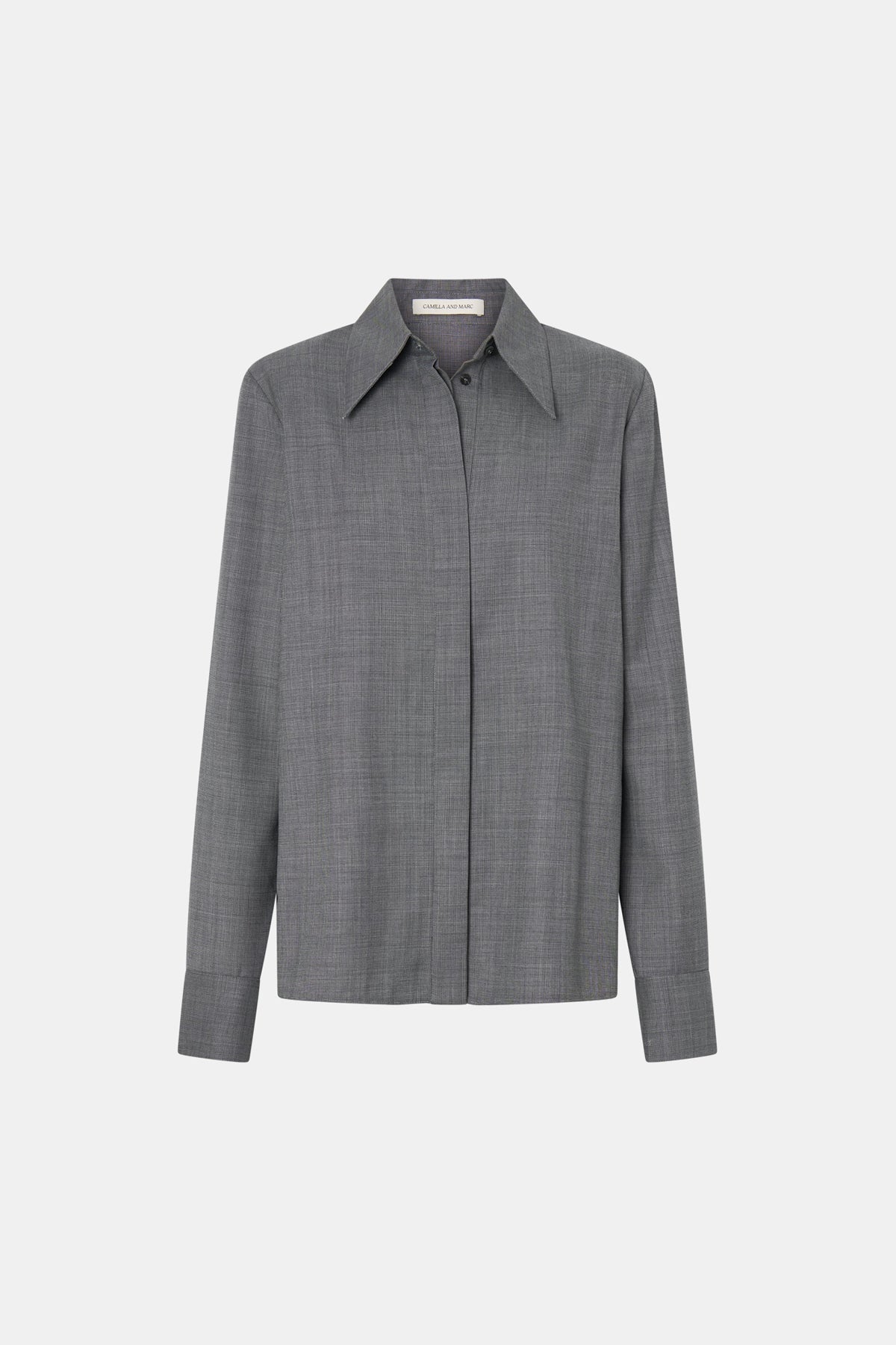 Meyer Shirt - CAMILLA AND MARC Meyer long sleeve man-style collared shirt in charcoal grey