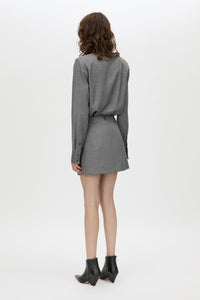 Meyer Shirt - CAMILLA AND MARC Meyer long sleeve man-style collared shirt in charcoal grey