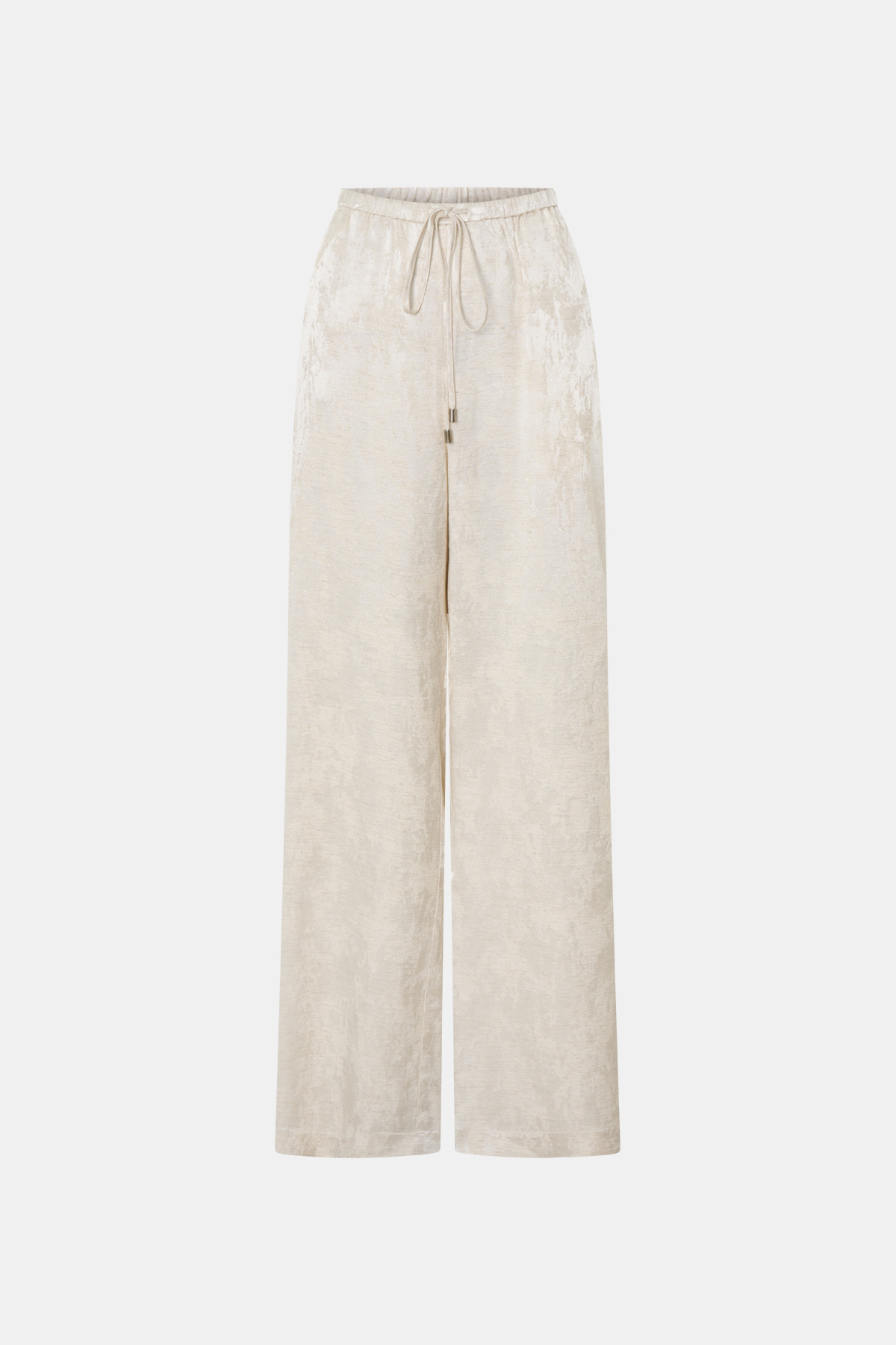 Ghost view CAMILLA AND MARC mid-rise Naidee Satin Relaxed Pant in ivory white with an elasticated gathered waistband.