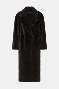 Ghost View - CAMILLA AND MARC oversized Nala Furry Coat in black faux‑fur. 