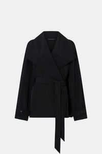 Ghost view CAMILLA AND MARC Nasir Cropped Jacket in Black with high‑neck, double‑breasted wrap design.