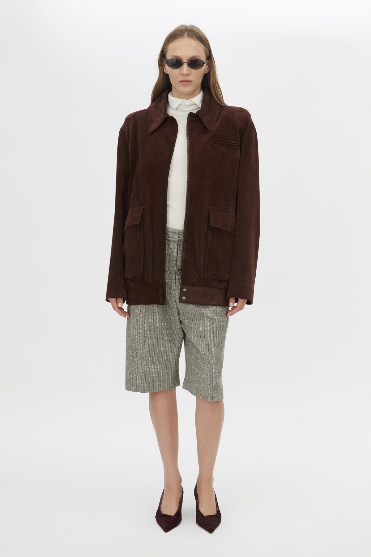 Front view CAMILLA AND MARC Nestor Short in Chocolate Marle with a tailored cut and waistband detail.