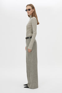 Side view CAMILLA AND MARC Nestor Pant in Chocolate Marle with a wide‑leg silhouette.