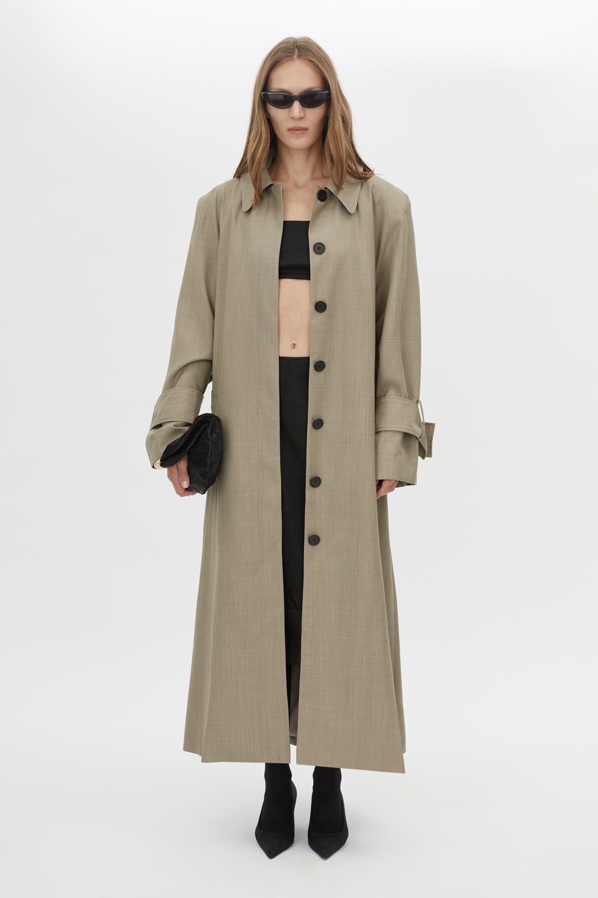 Front view CAMILLA AND MARC Noe Skirt in Black styled with the Seri Coat.