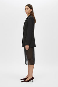 Side view CAMILLA AND MARC Floret Blazer in Black featuring a tailored, single‑breasted silhouette.