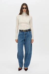 Nova Top - CAMILLA AND MARC Nova textured knit long sleeve skivvy top in cream