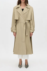 Omar Trench Coat - CAMILLA AND MARC Omar sandstone wool oversized trench coat with draped storm flaps