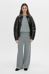 Front-styled view CAMILLA AND MARC boxy Onyi Oversized Knit Tee in grey marle.