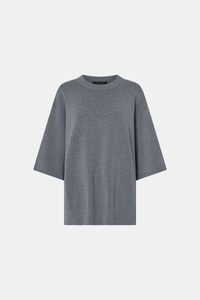 Ghost view CAMILLA AND MARC boxy Onyi Oversized Knit Tee in grey marle.
