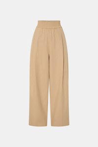 Ghost view CAMILLA AND MARC Oren Stripe Wide Leg Pant in ochre stripe with an elasticated gathered waistband.