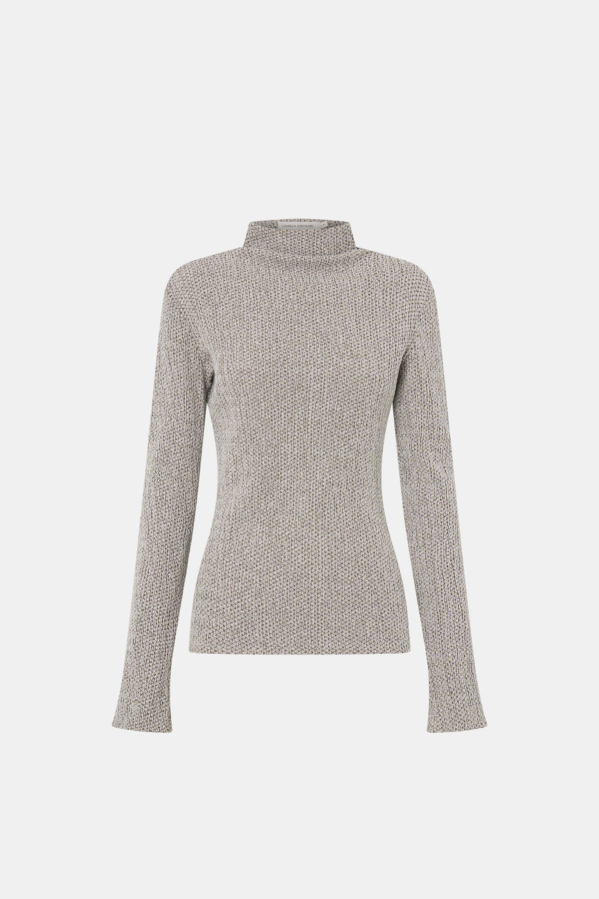 Ghost view CAMILLA AND MARC Orsa Top in Beige with a textured jersey finish and long‑sleeve silhouette.