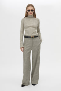 Front styled view CAMILLA AND MARC Orsa Top in Beige with a textured jersey finish and long‑sleeve silhouette.