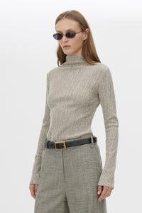 Cropped view CAMILLA AND MARC Orsa Top in Beige with a textured jersey finish and long‑sleeve silhouette.