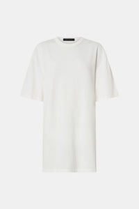 Ghost view CAMILLA AND MARC Peretti Mini Tee Dress in Soft White with rolled short sleeves and mini tee silhouette.