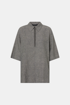 Phostre Stripe Linen Collared Top