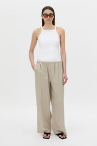 Front-styled view CAMILLA AND MARC wide-leg Phostre Relaxed Pant in sand with a mid‑rise fit.