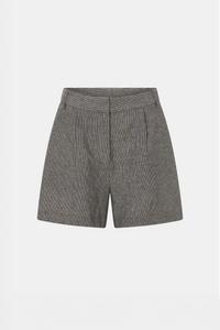 Ghost view CAMILLA AND MARC mid-rise Phostre Tailored Mini Short in black and white stripe with a fixed waistband.