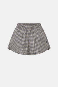 Ghost view CAMILLA AND MARC Pierce check elasticated mid-rise short in birch check with inseam pockets.
