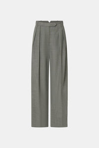 Ghost view CAMILLA AND MARC Ren Pant in Charcoal Herringbone with a double‑pleat wide‑leg silhouette.