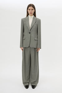 Front view CAMILLA AND MARC Ren Pant in Charcoal Herringbone styled with the Ren Blazer.