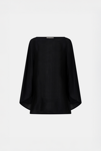 Ghost view CAMILLA AND MARC long-sleeve Rene Draped Top in black with a boat neckline.