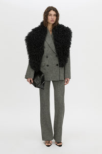 Front styled view CAMILLA AND MARC Renley Stole in black faux‑fur.