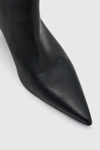 Cropped view CAMILLA AND MARC Rhys Boot in Black featuring Italian leather and a pointed pump‑boot silhouette.  
