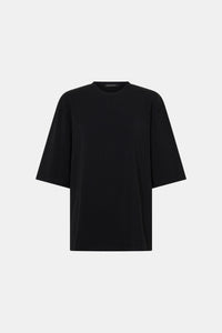 Ghost view CAMILLA AND MARC Romy Oversized Tee in black with tubular ribbed bound neckline.