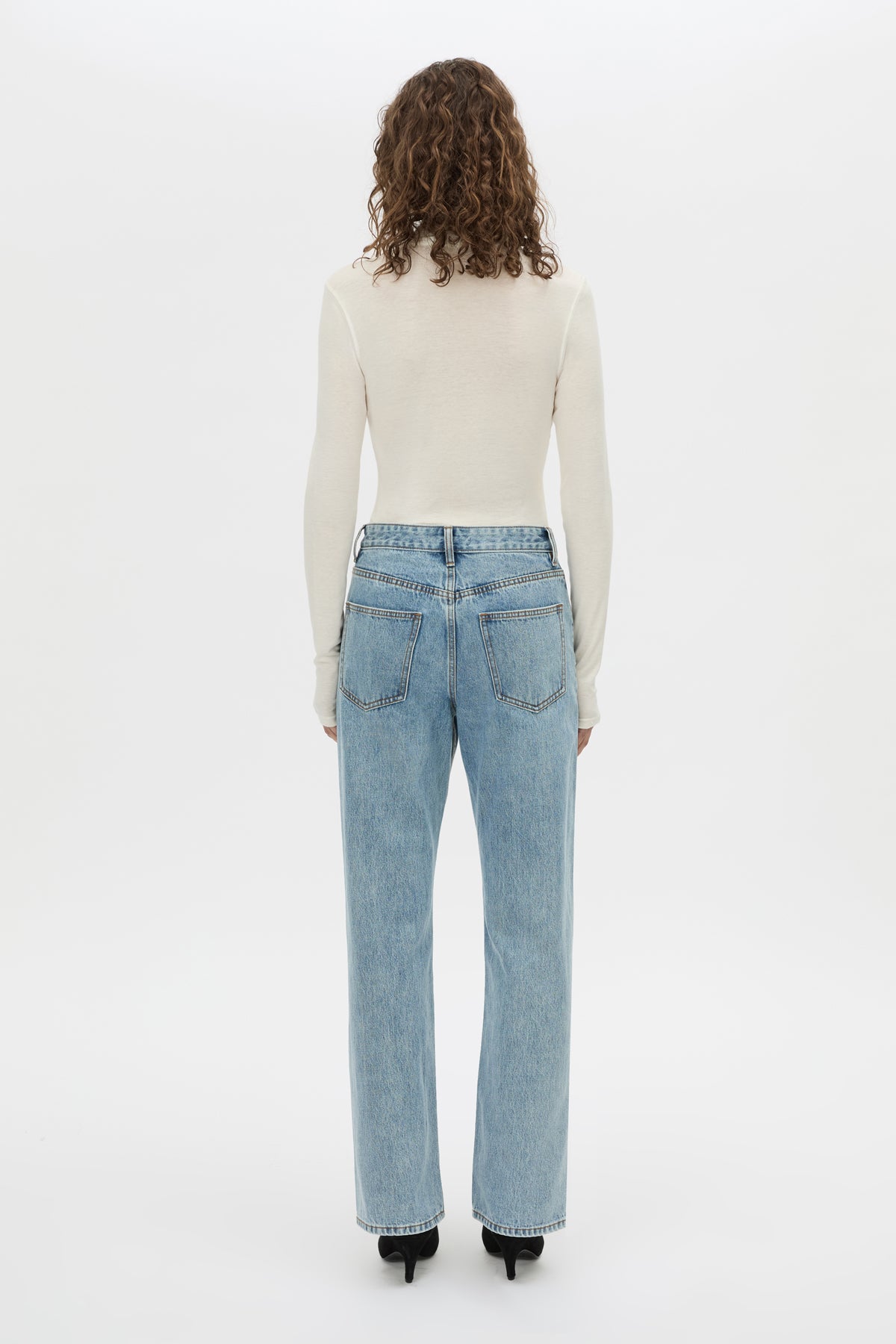 Back view CAMILLA AND MARC Rune Denim Jean in Light Blue.