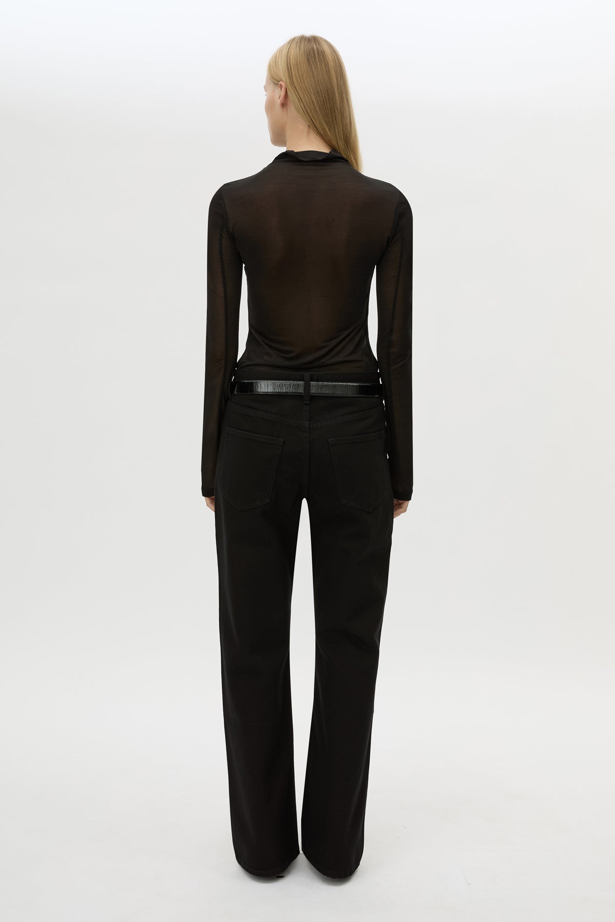 Back view CAMILLA AND MARC Rune Denim Jean in Black with a mid‑rise straight‑leg fit.