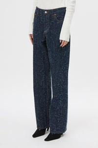 Cropped view CAMILLA AND MARC Rune Denim Jean in Indigo Neps with 100% textured cotton denim fabrication.