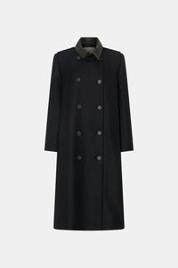Ryder Coat - CAMILLA AND MARC Ryder double breasted black coat with contrast leather collar