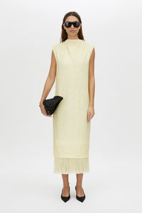 Sabel Maxi Dress - CAMILLA AND MARC Sabel sequin lemon yellow sleeveless maxi dress with fringing