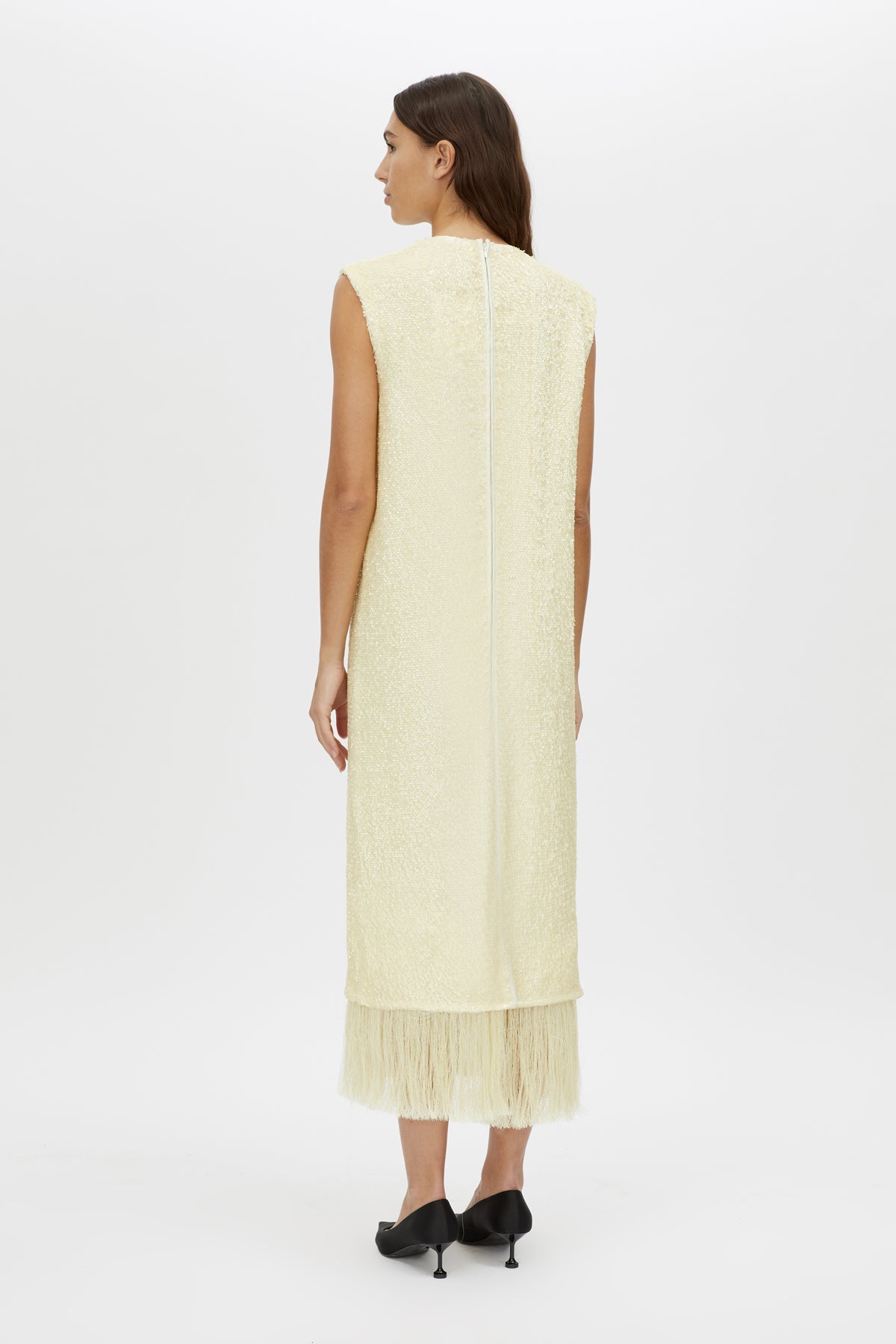 Sabel Maxi Dress - CAMILLA AND MARC Sabel sequin lemon yellow sleeveless maxi dress with fringing