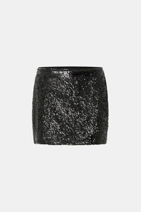 Ghost view CAMILLA AND MARC Sabel Skirt in Black with sequin finish and micro‑mini silhouette.