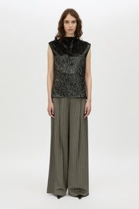 Sabel Top - CAMILLA AND MARC Sabel black sequin sleeveless shell top with high crew neckline