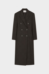 Ghost view CAMILLA AND MARC Saxony Double Breasted Coat in Espresso Pindot with tailored finish.
