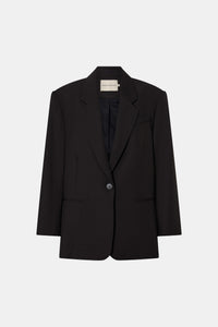 Ghost view CAMILLA AND MARC Saxony Oversized Blazer in Espresso Pindot with Australian wool flat tailoring.