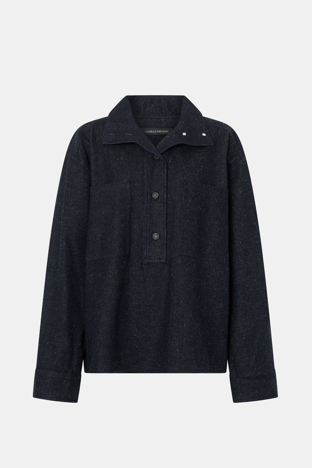 Scope Denim Pullover - CAMILLA AND MARC Scope quarter button down pullover in ink