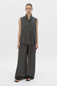 Front-styled view CAMILLA AND MARC Senae Lightweight Lounge Pant in charcoal grey.