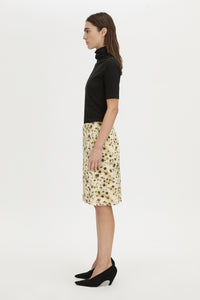 Side view CAMILLA AND MARC Sentra Midi Skirt in Sentra print with knee-length pencil‑skirt design.