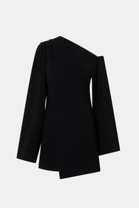 Ghost View CAMILLA AND MARC Serenitas Mini Dress in black with off the shoulder long-sleeves and mini length.