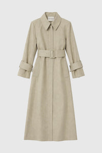 Seri Coat - CAMILLA AND MARC Seri trench coat in stone marle with detachable fringe detailing