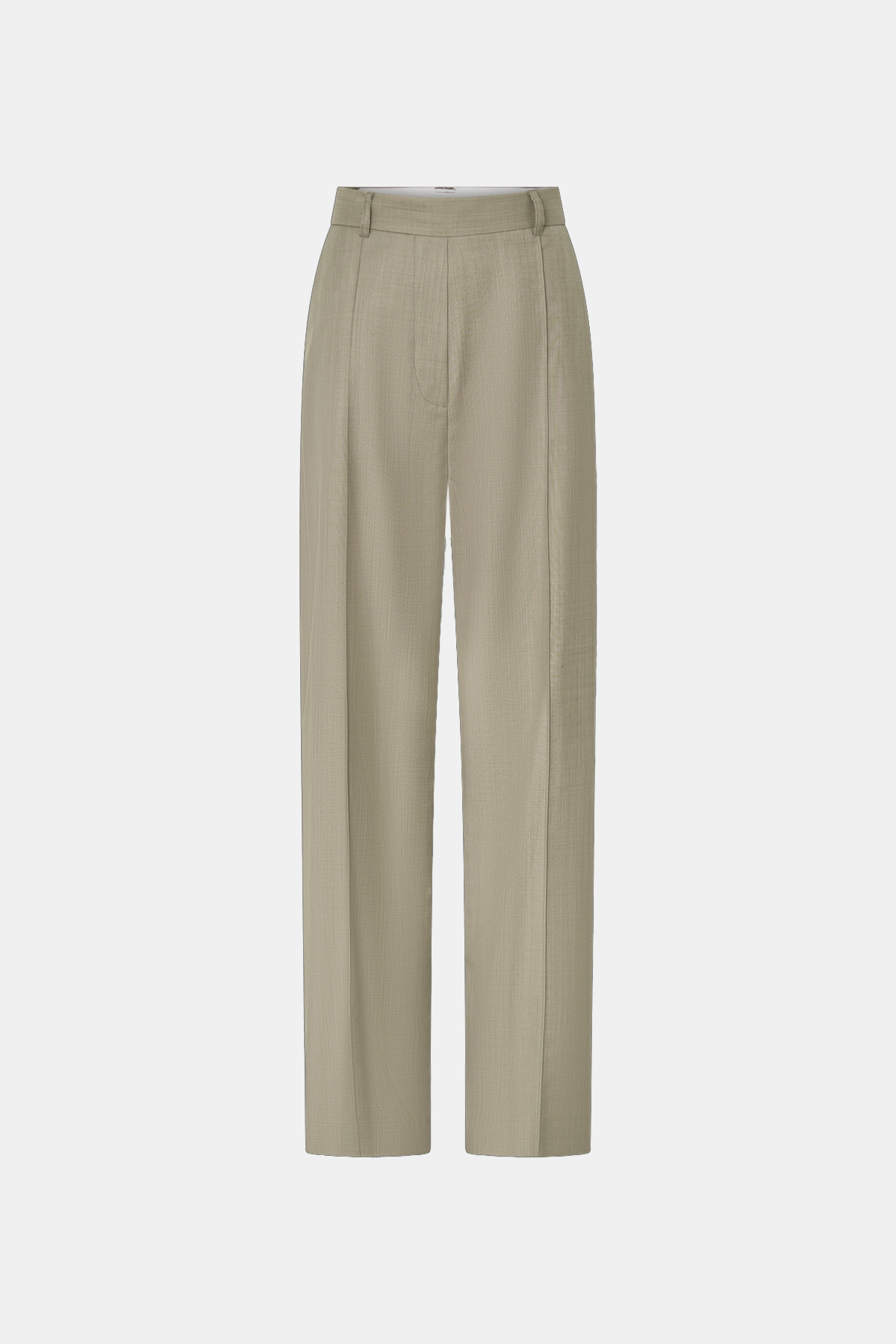 Ghost view CAMILLA AND MARC Seri Pant in Stone Marle with mid‑rise tailored fit and front pintuck detailing.