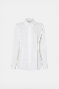 Ghost view CAMILLA AND MARC Shari Collared Shirt in white with concealed front corozo button placket.