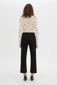 Back view CAMILLA AND MARC Siona Printed Long Sleeve Bodysuit with high‑neckline.