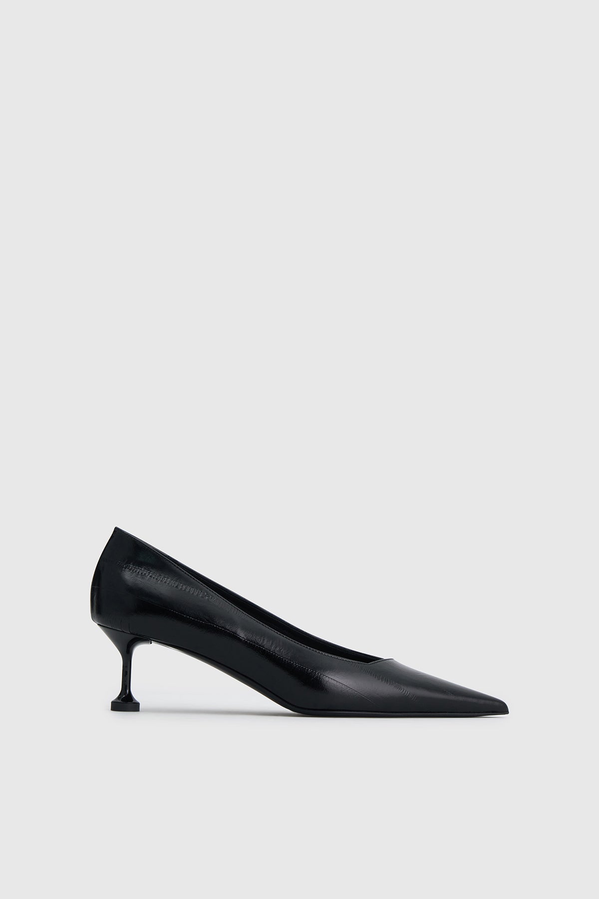 Ghost view CAMILLA AND MARC Siri signature asymmetric low-cut pointed pump in new Italian debossed Eel effect Calf Leather.